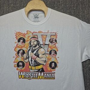 WWE WrestleMania V Shirt Mens 2XL Macho Man Randy Savage Retro Graphic Tee White